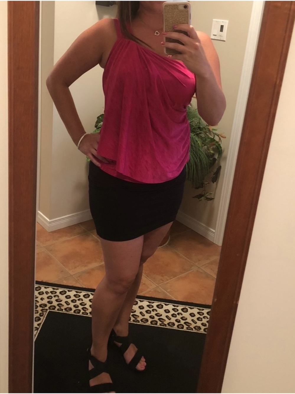 LE CHATEAU One-Shoulder Draped Pink Fuchsia Top -XS